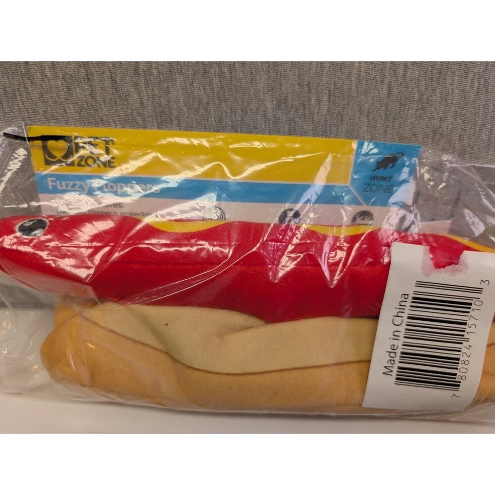 Pet Zone Rechargeable Fuzzy Flopper Kicker Hot Dog Electronic Cat Toy